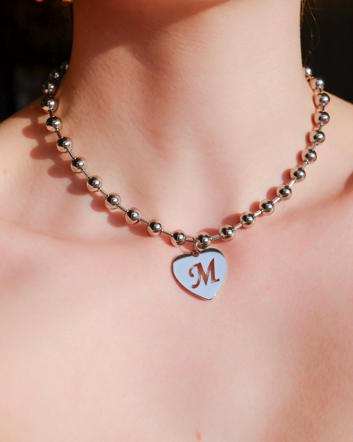 Super Chunky Initial Heart Necklace