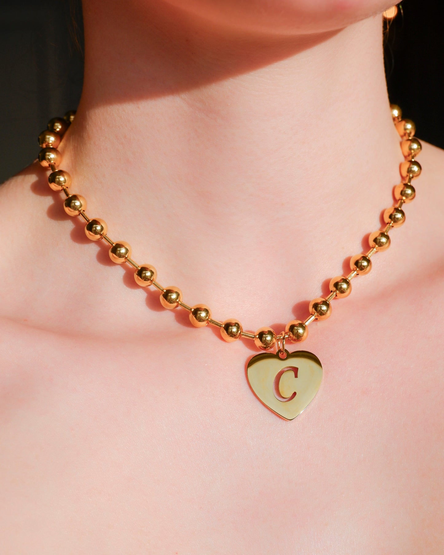 Super Chunky Initial Heart Necklace