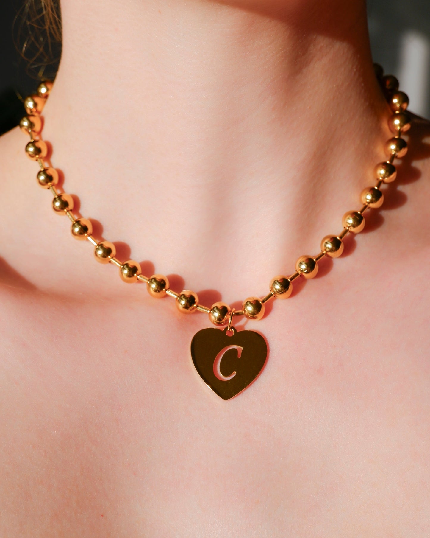 Super Chunky Initial Heart Necklace