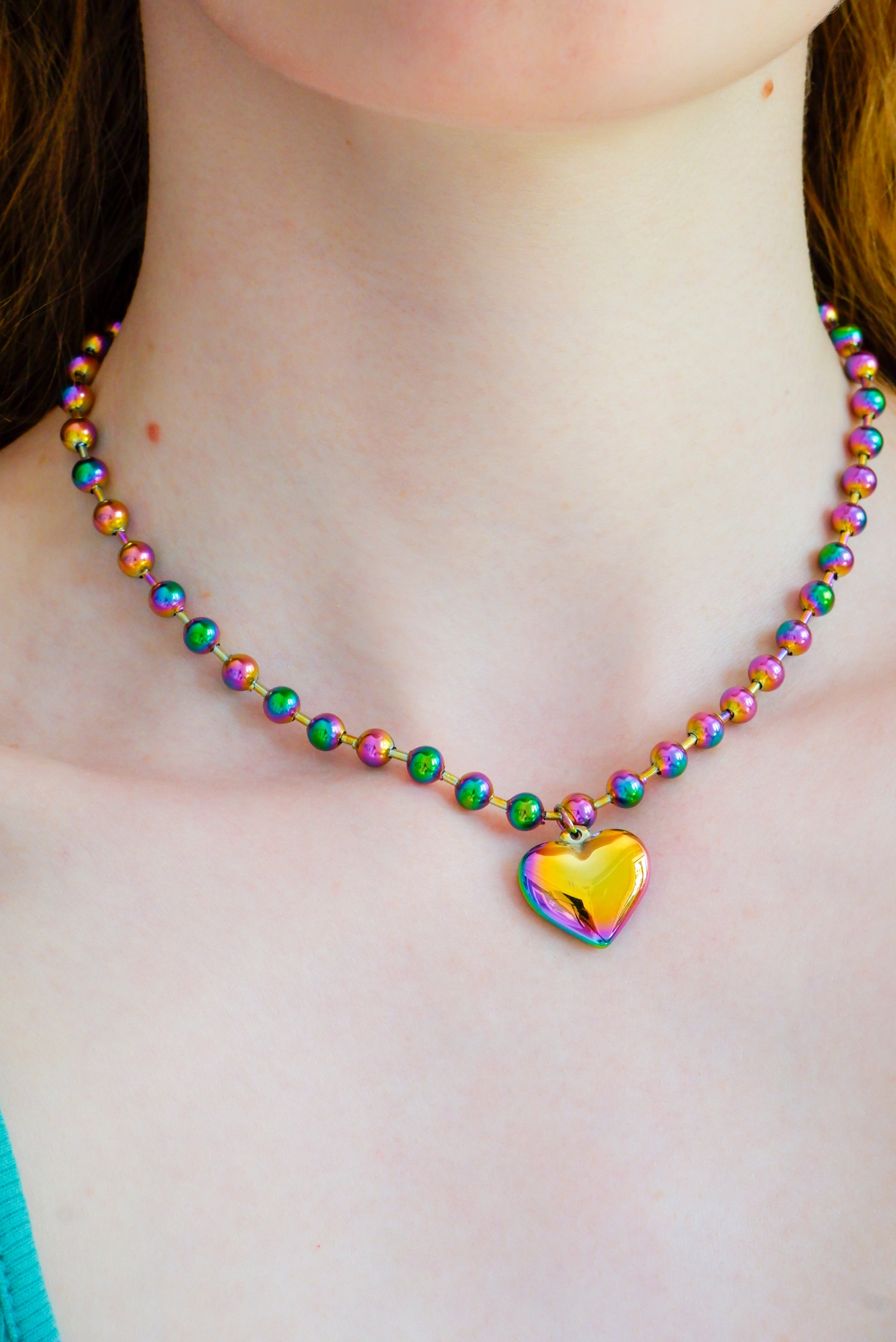 rainbow heart necklace