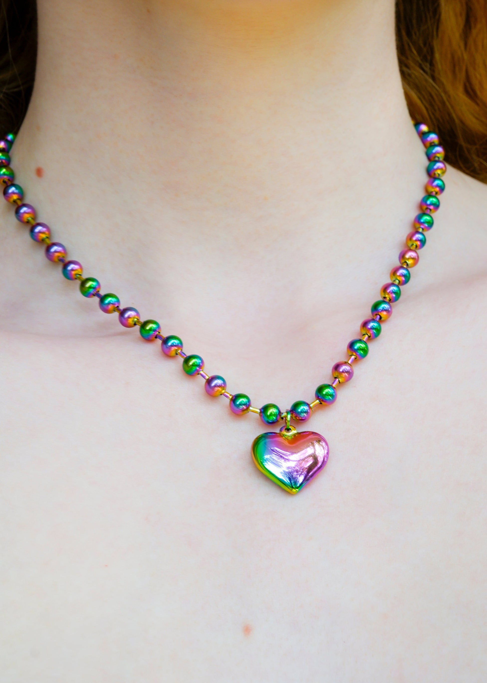 rainbow heart necklace