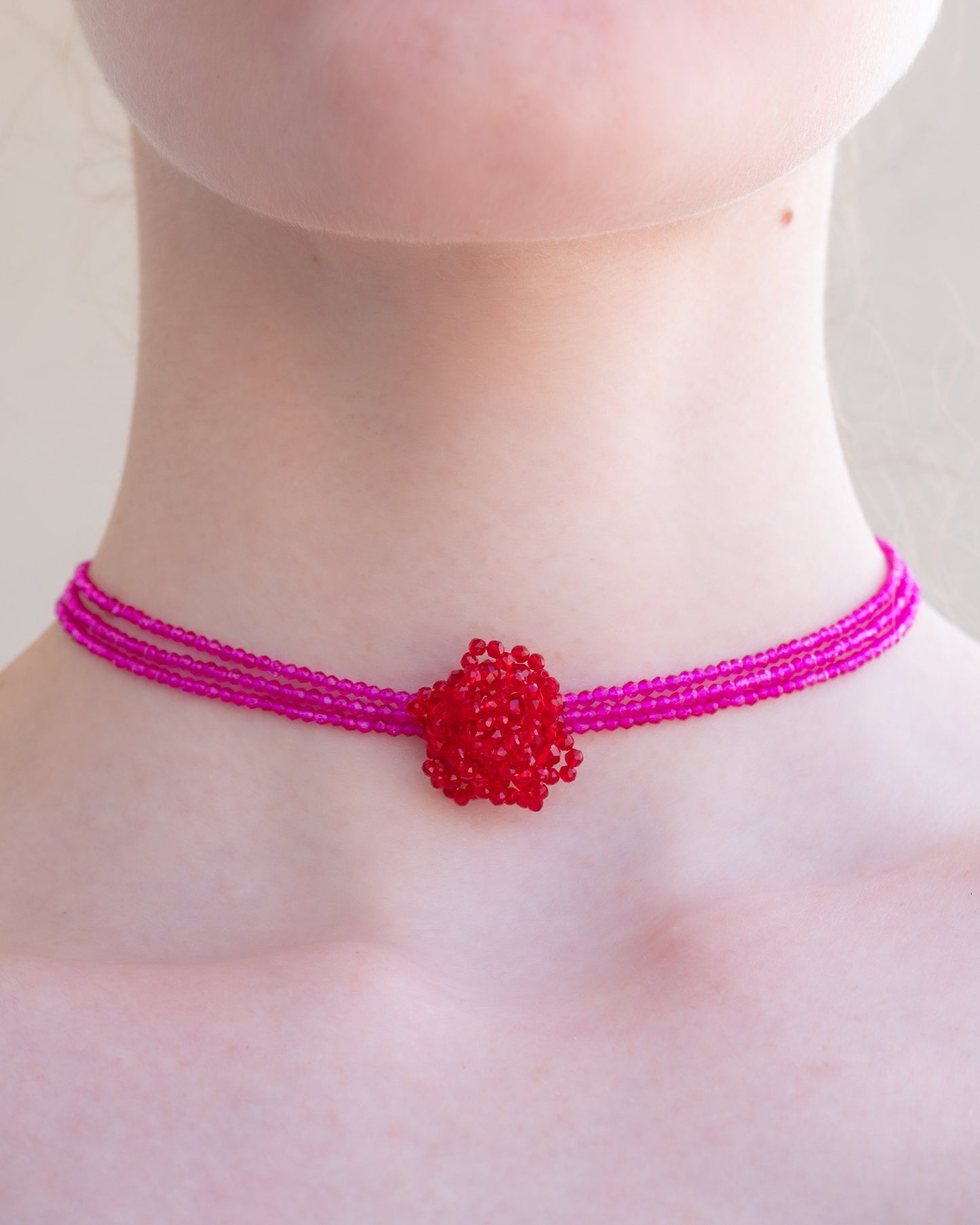 Beaded Rose Choker