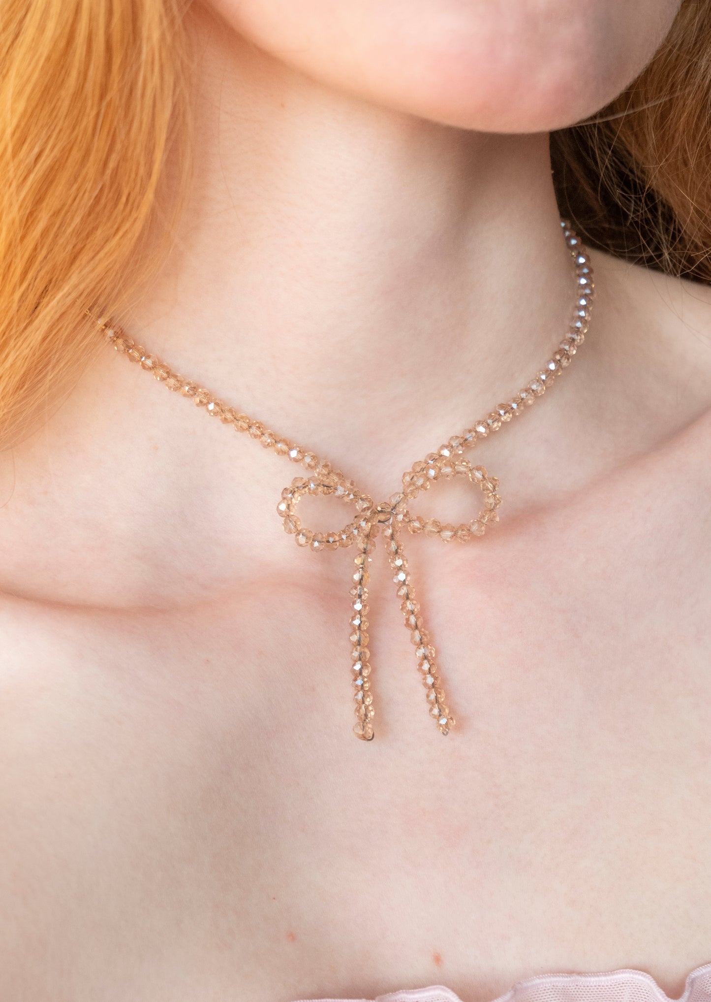 Champagne bow necklace