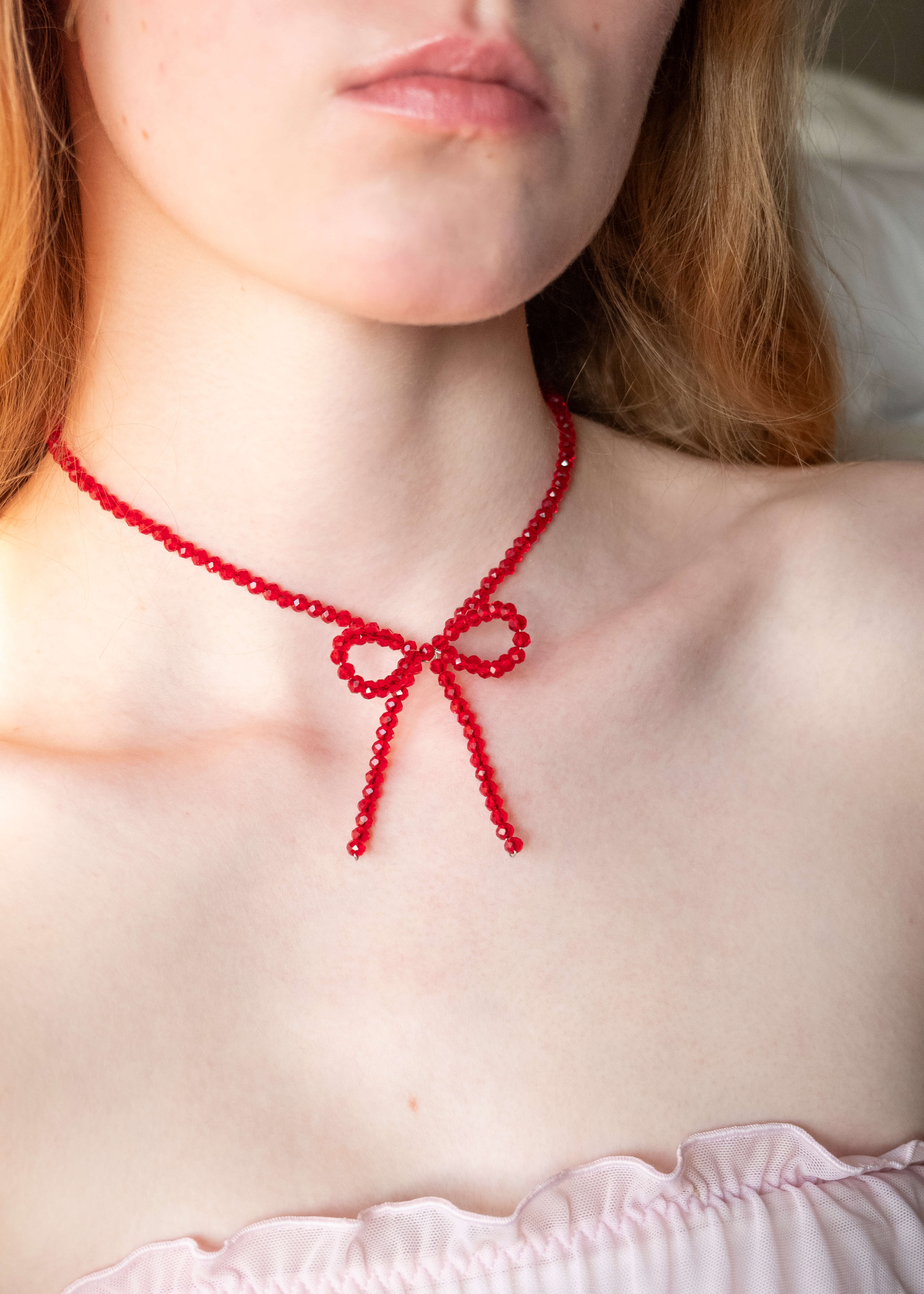 Red on sale bow necklace