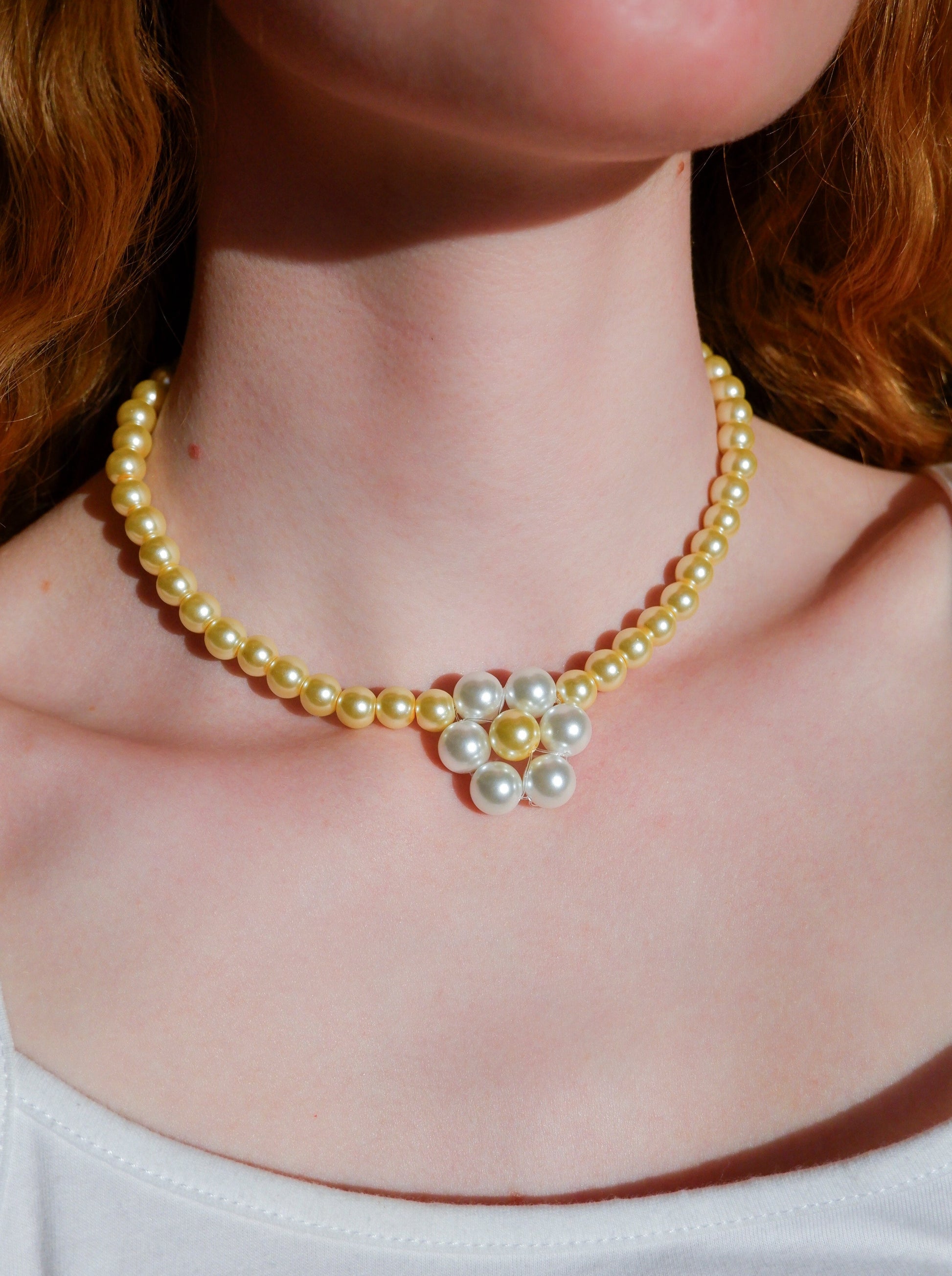 yellow and white flower necklace