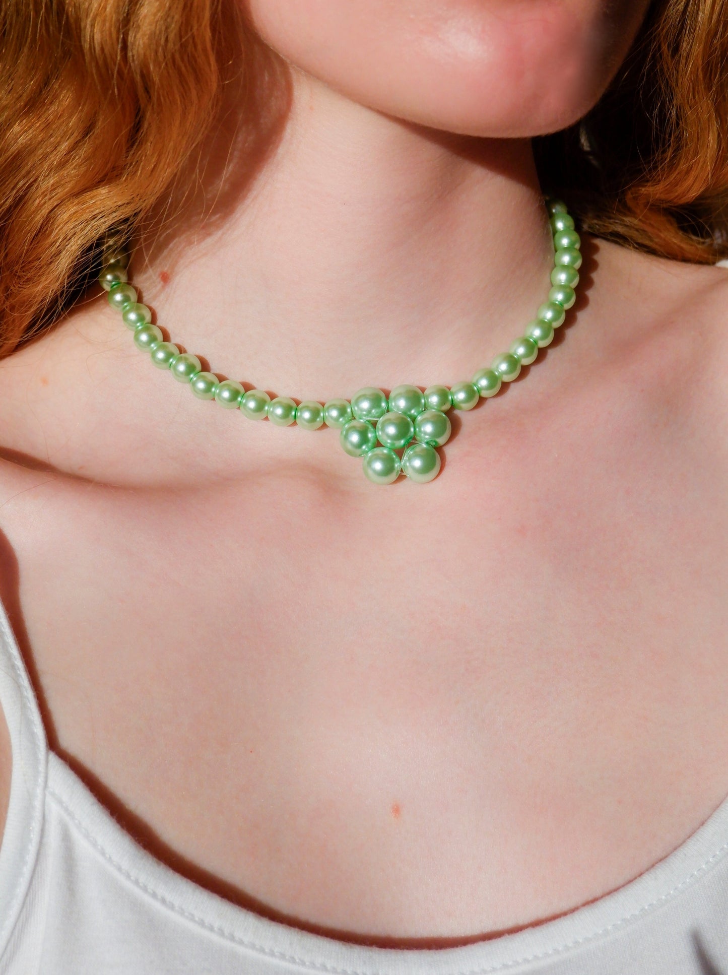 mint green flower necklace