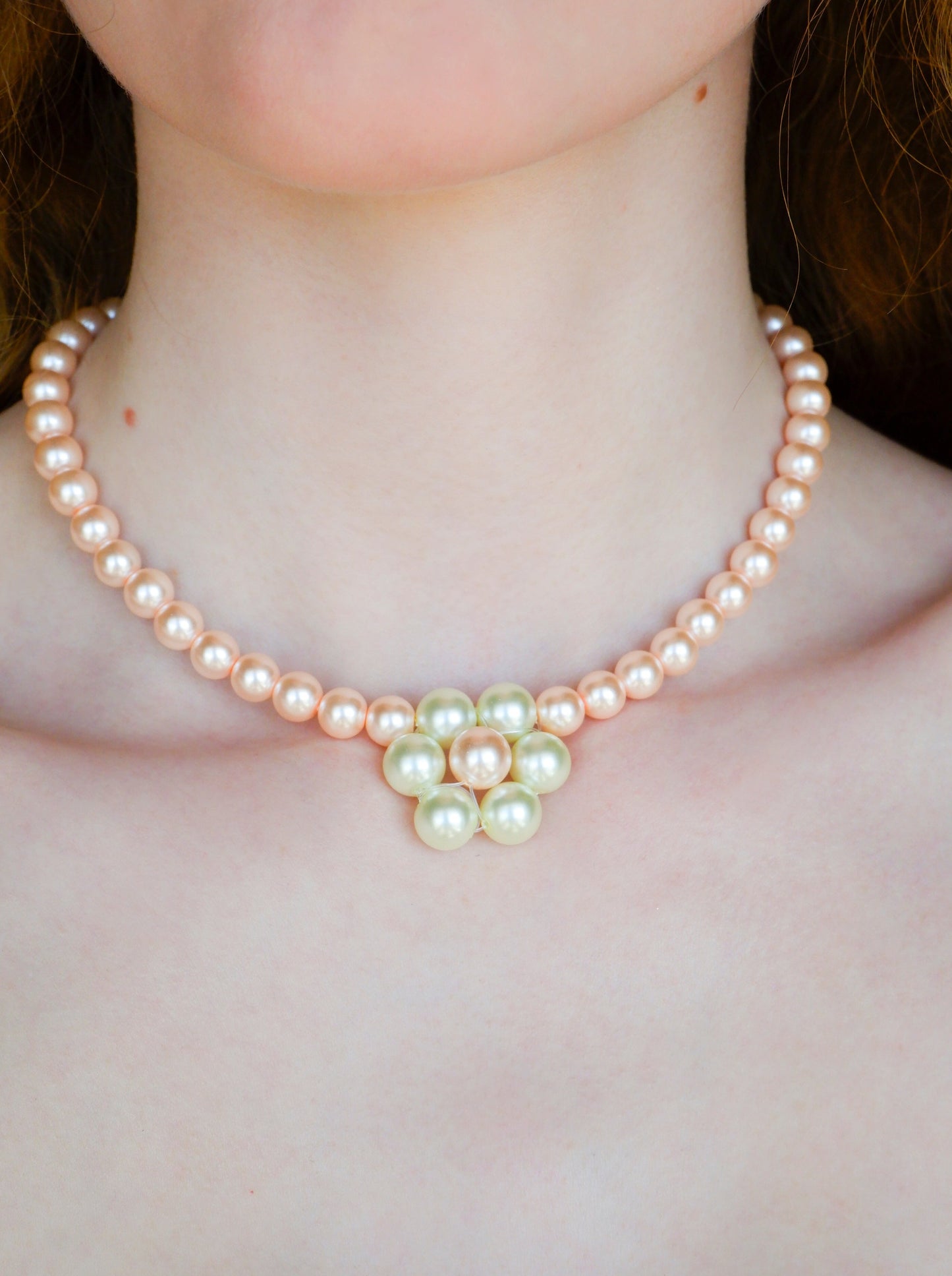 light pink and cream flower necklace