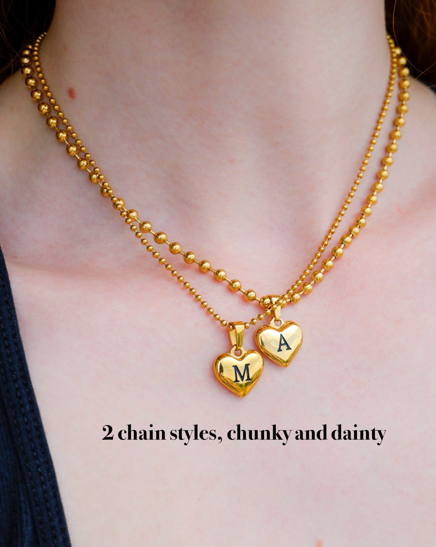 gold initial heart necklace