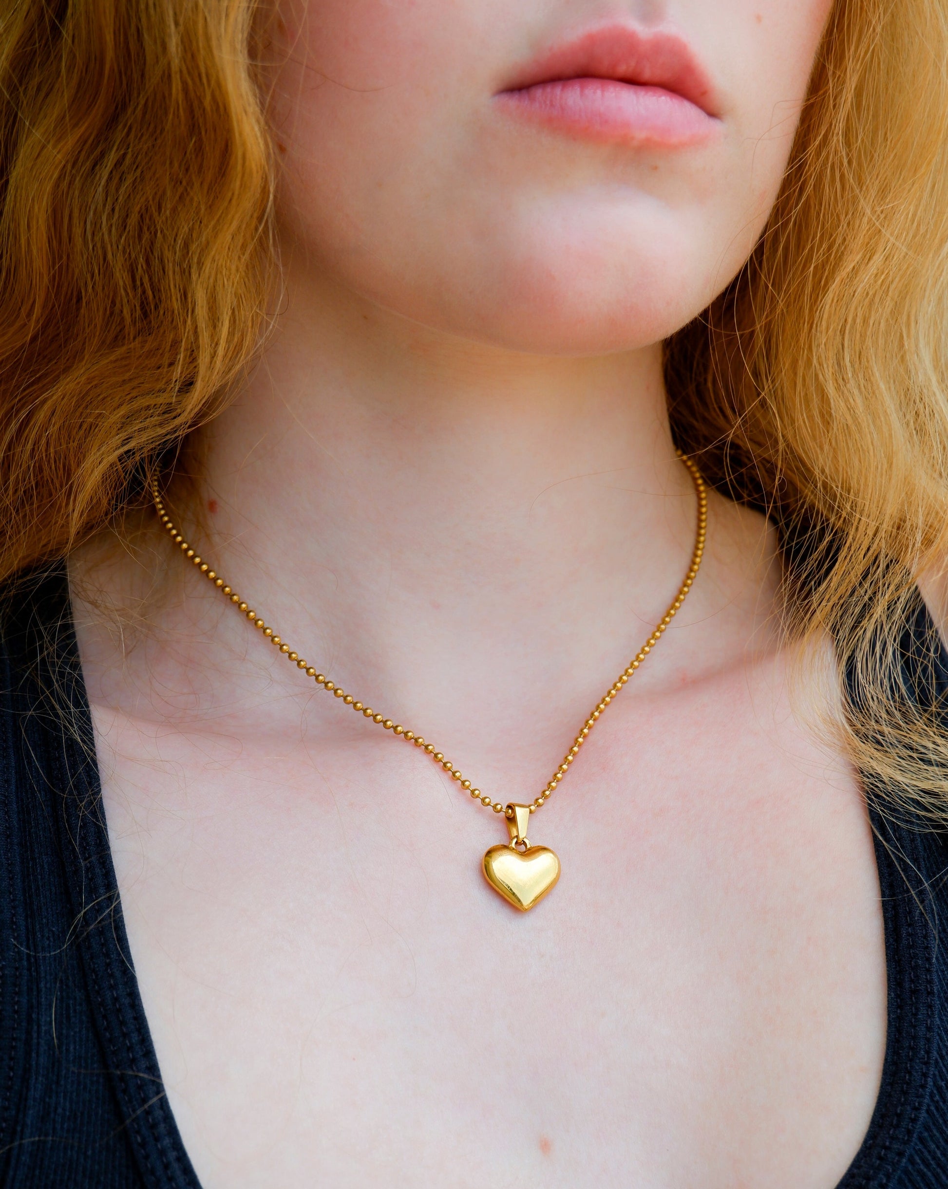 gold plated stainless steel heart necklace