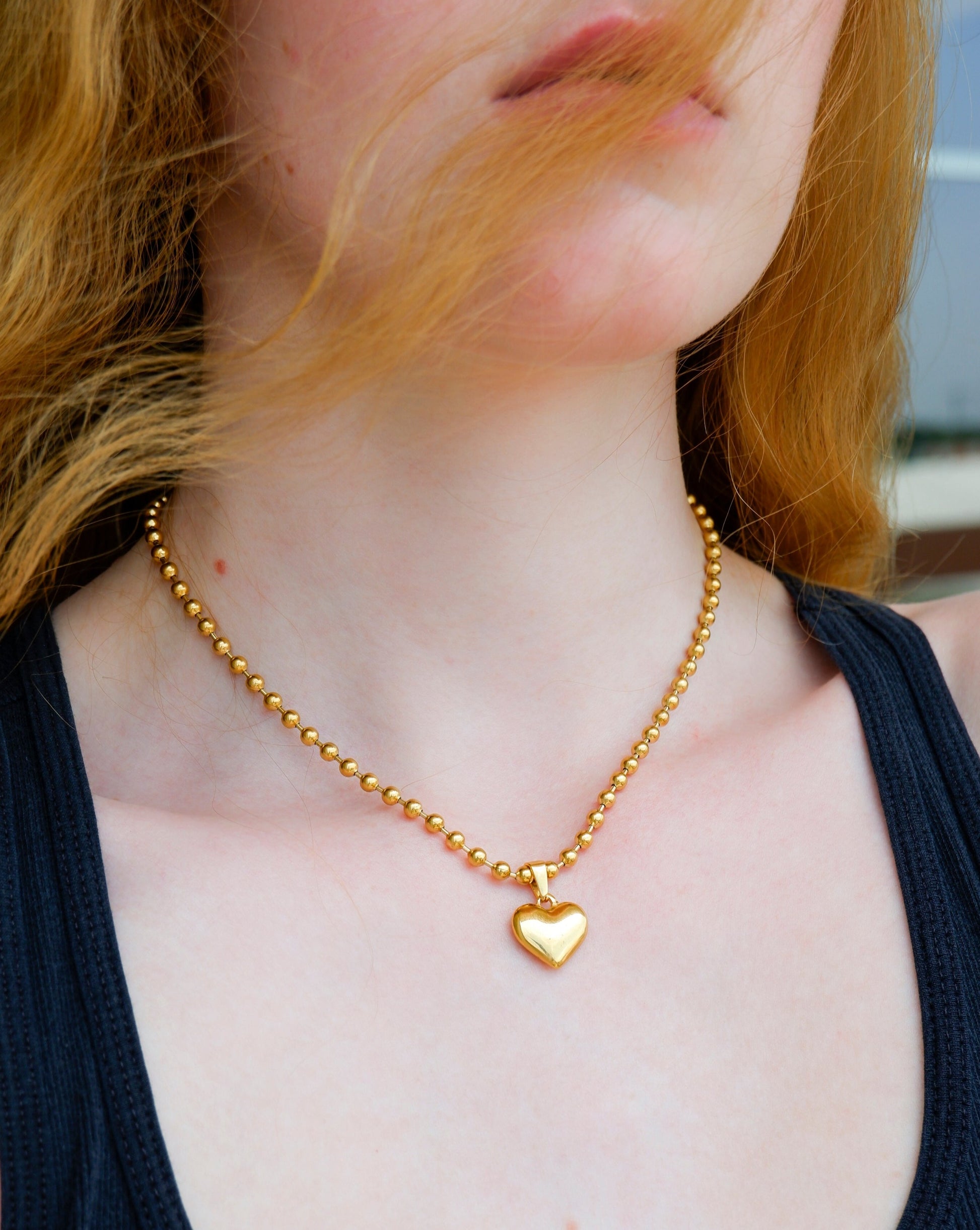 gold plated stainless steel heart necklace