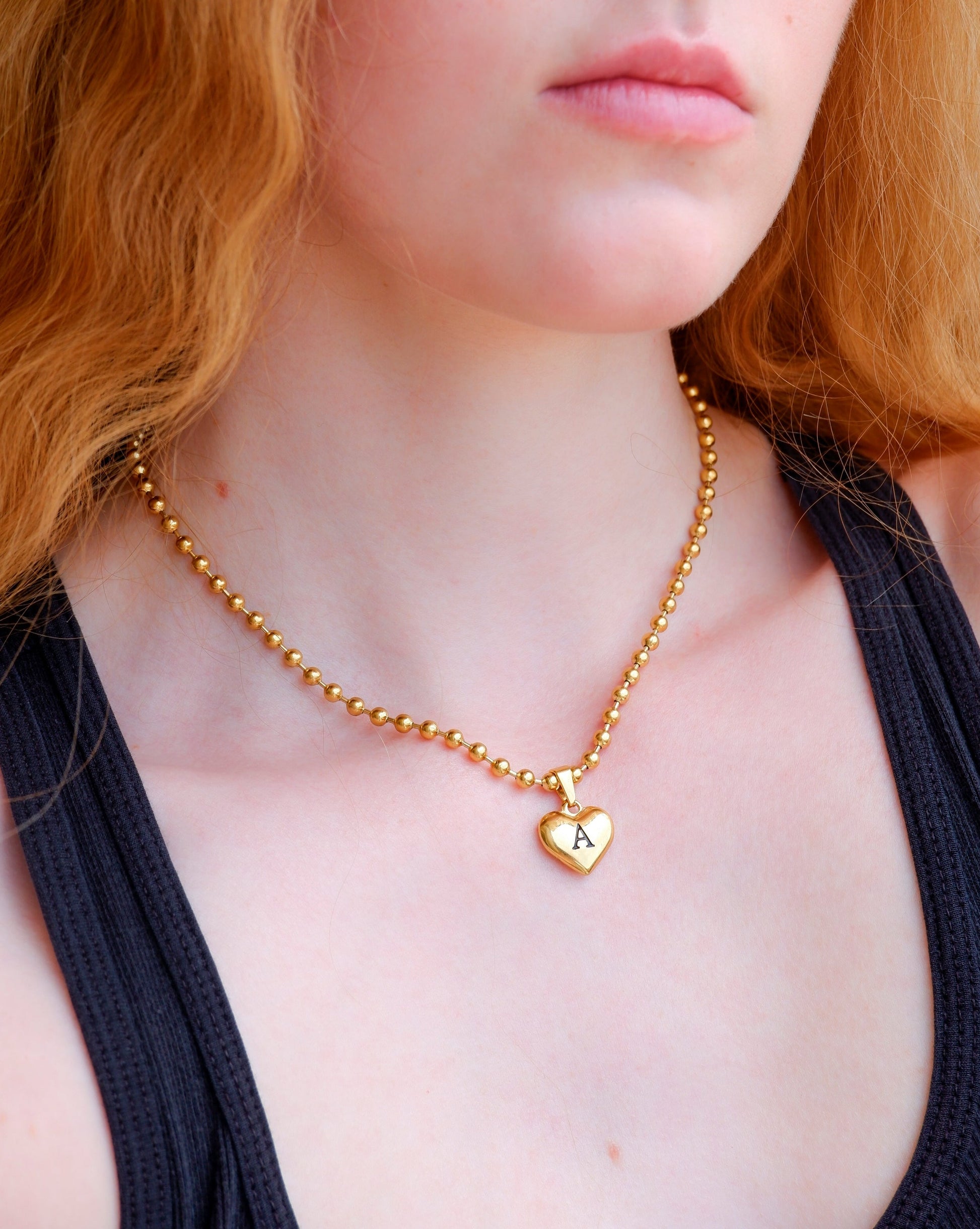 gold initial heart necklace