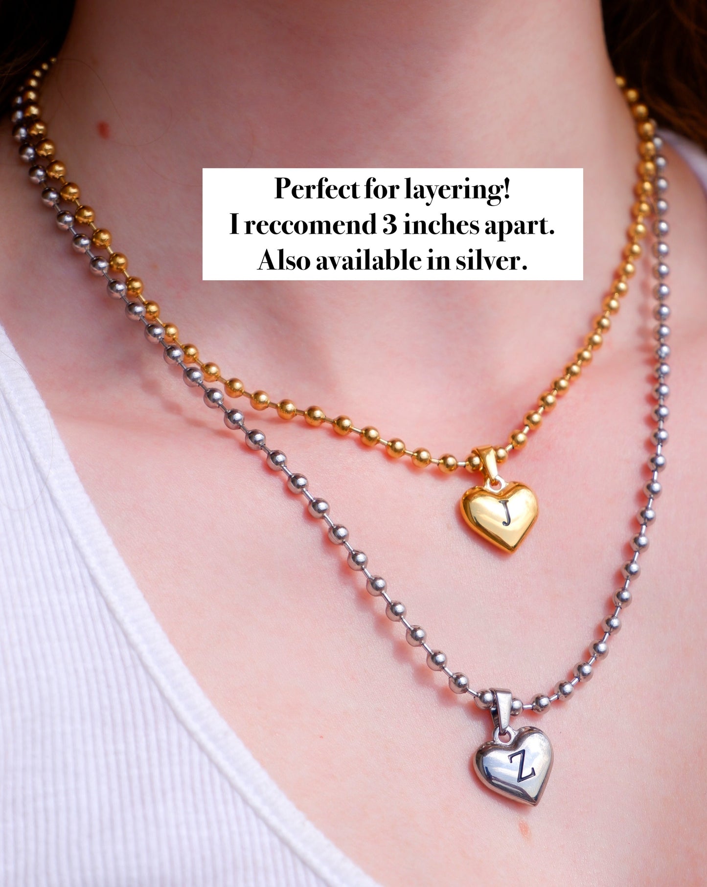 gold initial heart necklace