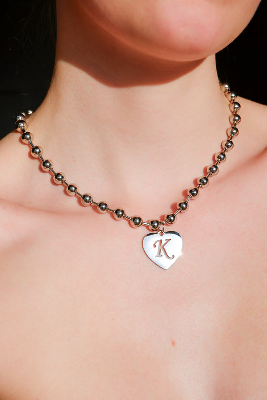 Super Chunky Initial Heart Necklace
