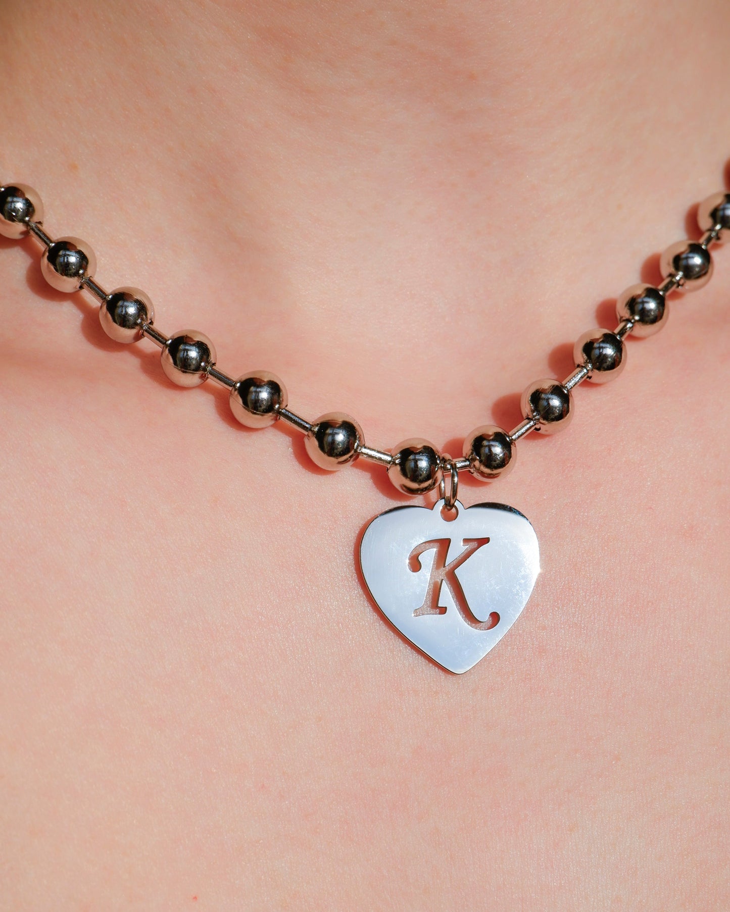 Super Chunky Initial Heart Necklace