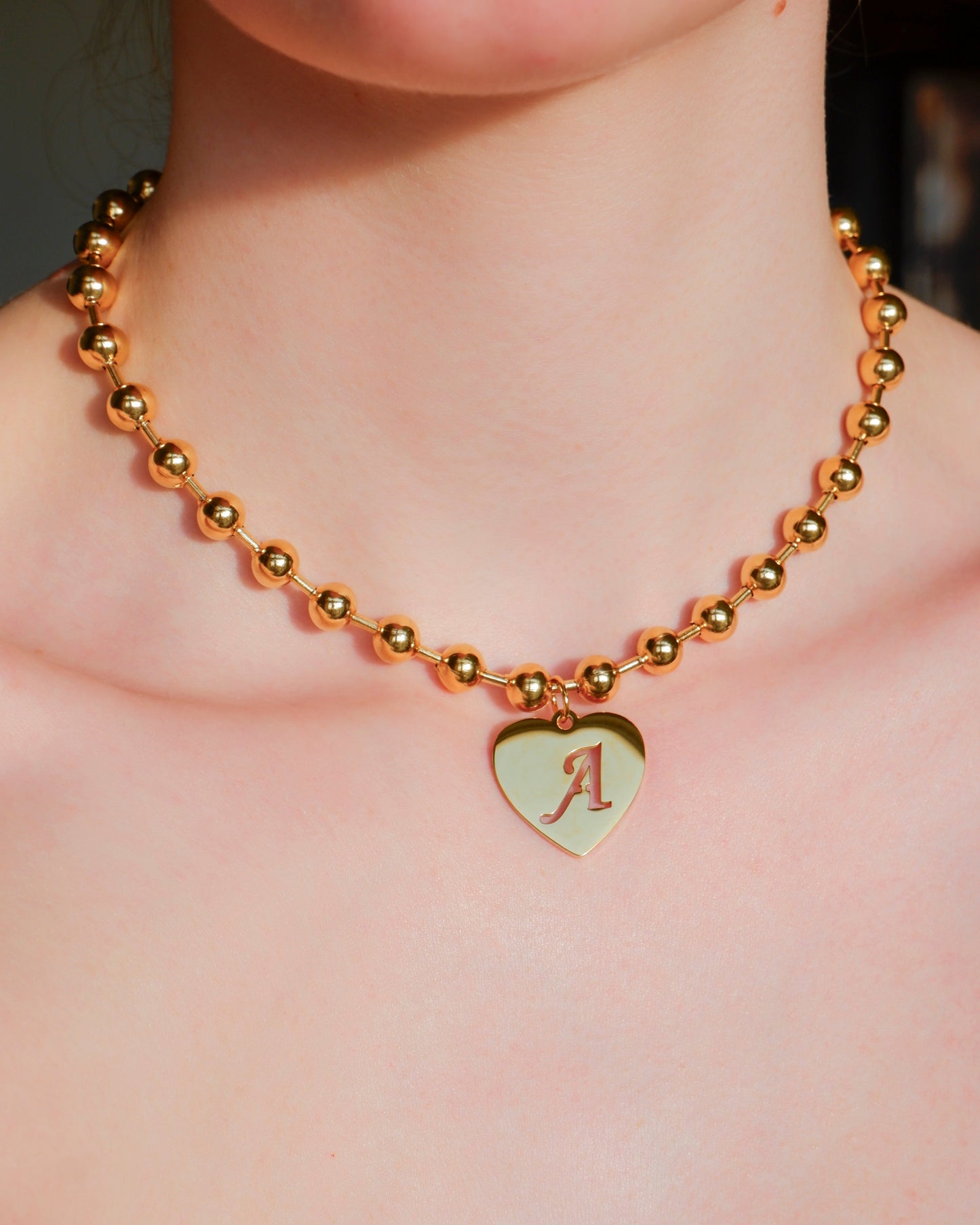 Super Chunky Initial Heart Necklace